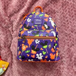 Loungefly Purple and Orange Disney Halloween Mini Backpack